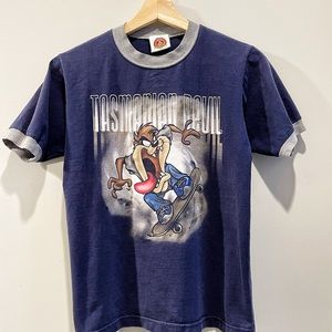 Vintage 1998 Looney Tunes Tazmanian Devil Ringer Tee size Large Kids